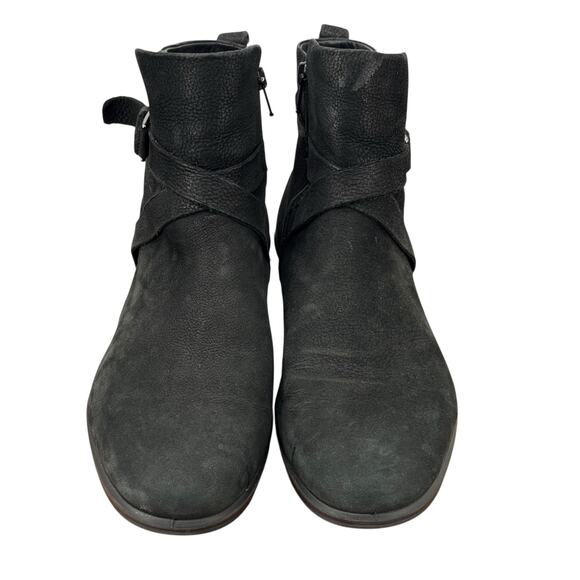 ECCO Felicia Cross Buckle ANKLE Leather Booties Womens SZ 42 Wedge Black Comfort - Picture 5 of 11